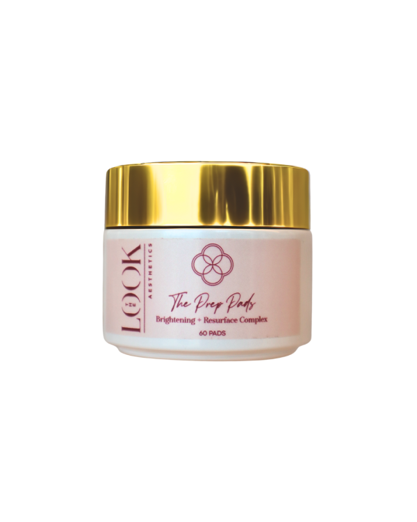 Product jar of The Prep Pads — Brightening and Resurfacing Complex by The Look Aesthetics
